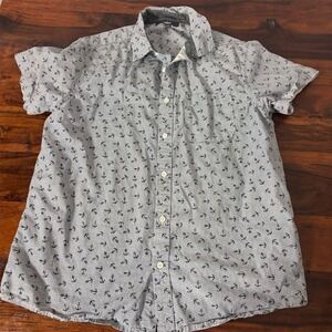 Mountain Ridge Men's Gray Sailboats Short Sleeve Button-Up Shirt M‎